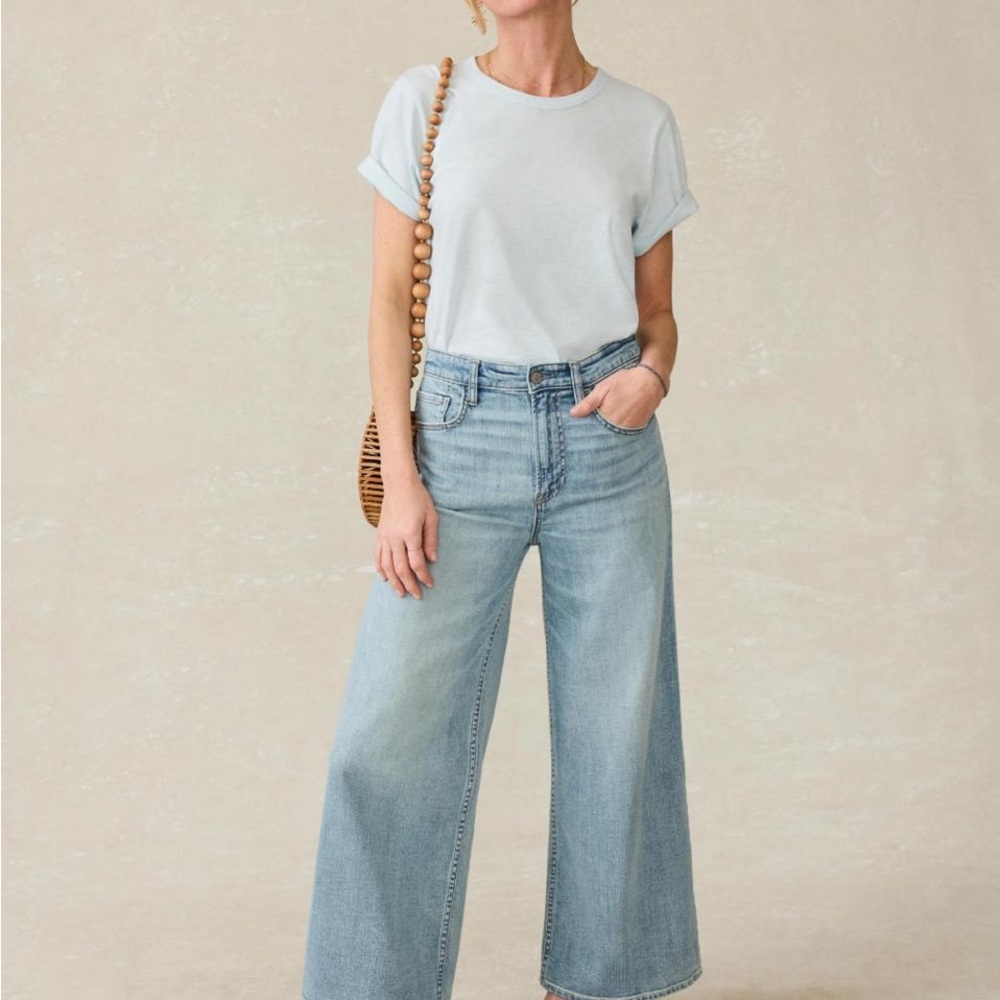 Faherty Saturday Denim Wide Leg Ankle - West Cove Wash - West Cove Wash / 27